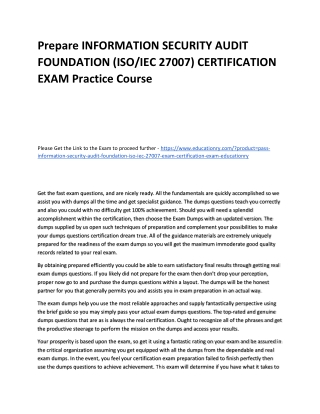 INFORMATION SECURITY AUDIT FOUNDATION (ISO/IEC 27007) CERTIFICATION EXAM