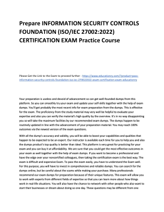 INFORMATION SECURITY CONTROLS FOUNDATION (ISO/IEC 27002:2022) CERTIFICATION EXAM