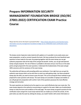 INFORMATION SECURITY MANAGEMENT FOUNDATION BRIDGE (ISO/IEC 27001:2022) CERTIFICA