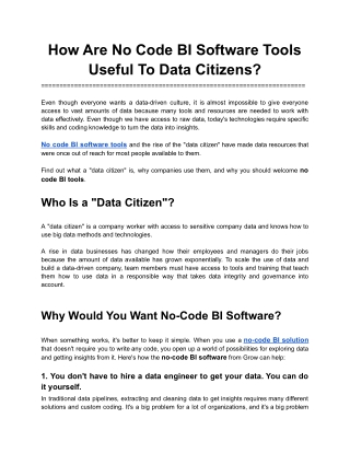 How Are No Code BI Software Tools Useful To Data Citizens_