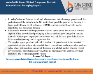 Asia-Pacific Blow-Fill-Seal Equipment Market  report