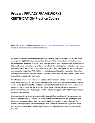 PRIVACY FRAMEWORKS CERTIFICATION