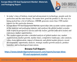 Europe Blow-Fill-Seal Equipment Market report