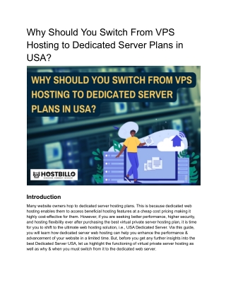 Why you Should Switch from VPS Hosting to Dedicated Server Plans in USA_