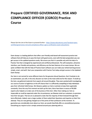 CERTIFIED GOVERNANCE, RISK AND COMPLIANCE OFFICER (CGRCO)