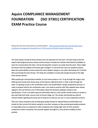 COMPLIANCE MANAGEMENT FOUNDATION ‎ ‎ ‎‎ ‎‎ ‎‎ ‎(ISO 37301) CERTIFICATION EXAM