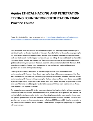 ETHICAL HACKING AND PENETRATION TESTING FOUNDATION CERTIFICATION EXAM