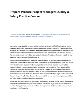 Procore Project Manager: Quality & Safety