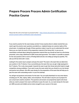 Procore Procore Admin Certification