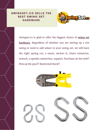 Swingset.co sells the best Swing Set Hardware