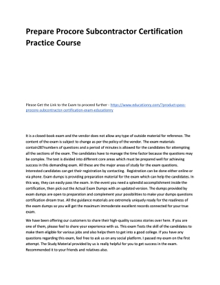 Procore Subcontractor Certification