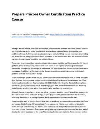 Procore Owner Certification