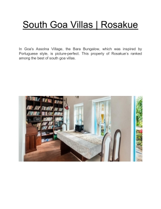 South Goa Villas | Rosakue