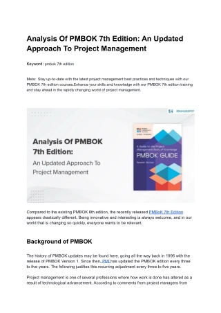 Analysis of PMBOK 7th edition_ An Updated Approach to Project Management