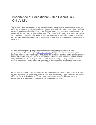 Importance of Educational Video Games In A Child