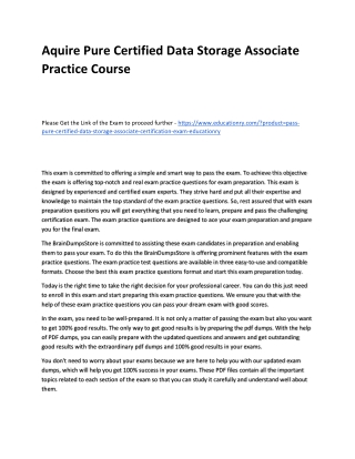 Pure Certified Data Storage Associate