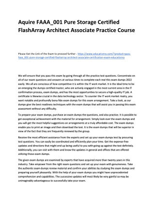 FAAA_001 Pure Storage Certified FlashArray Architect Associate