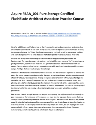 FBAA_001 Pure Storage Certified FlashBlade Architect Associate