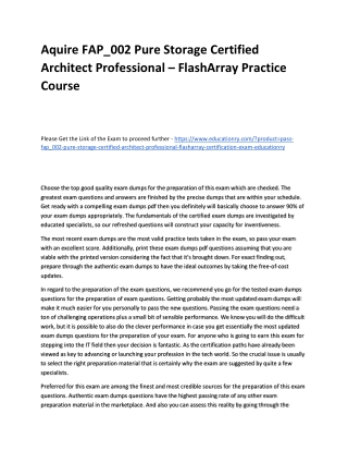 FAP_002 Pure Storage Certified Architect Professional – FlashArray