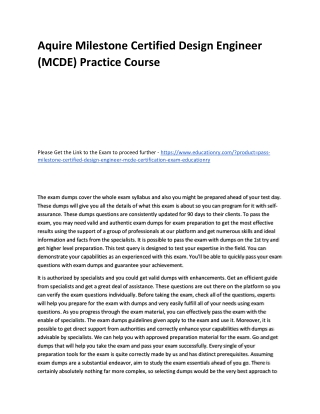 Milestone Certified Design Engineer (MCDE)