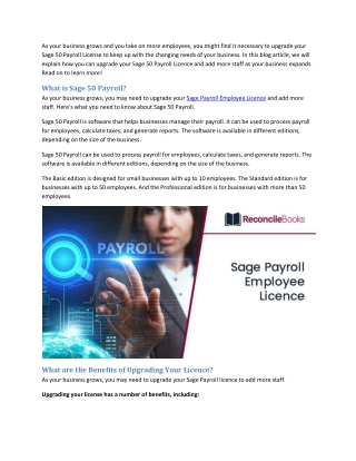 Sage Payroll Increase Number of Employees