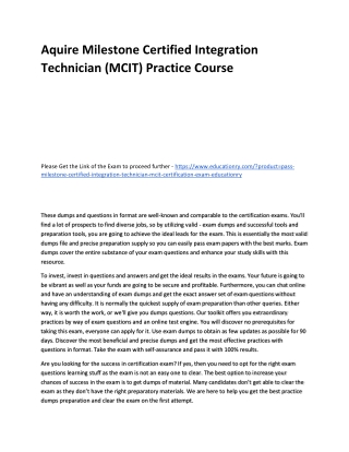 Milestone Certified Integration Technician (MCIT)