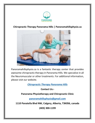 Chiropractic Therapy Panorama Hills | Panoramahillsphysio.ca