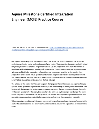 Milestone Certified Integration Engineer (MCIE)