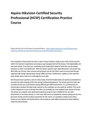 Hikvision Certified Security Professional (HCSP) Certification