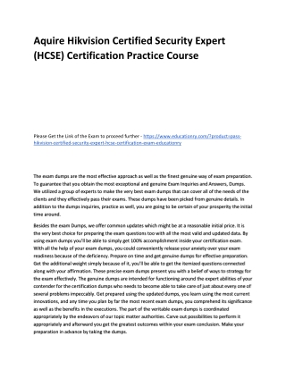 Hikvision Certified Security Expert (HCSE) Certification