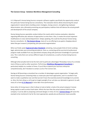 The Connors Group - Solutions Workforce Management Consulting
