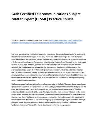 Certified Telecommunications Subject Matter Expert (CTSME)