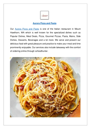 Get 15% off - Aurora Pizza and Pasta Mt Hawthorn