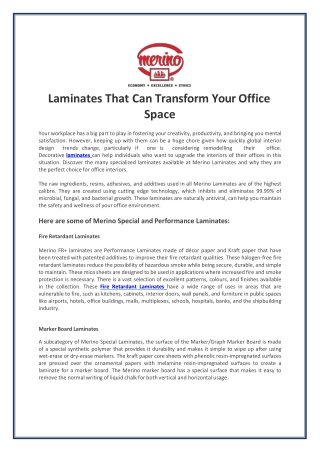 Laminates That Can Transform Your Office Space