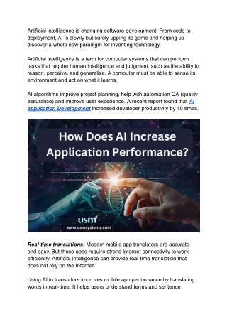 How Does Artificial Intelligence Increase Application Performance