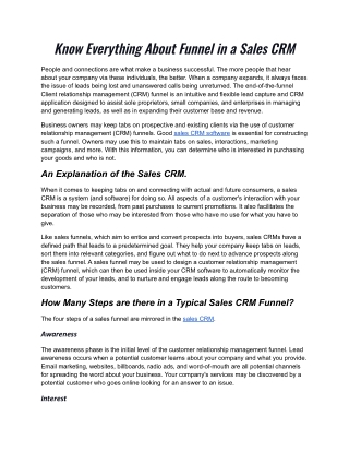 Know Everything about funnel in a Sales CRM.