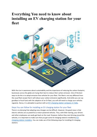 Everything You need to know about installing an EV charging station for your fleet