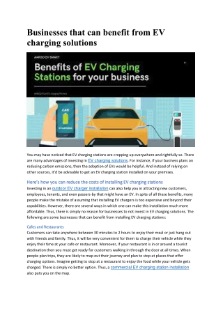 Businesses that can benefit from EV charging solutions