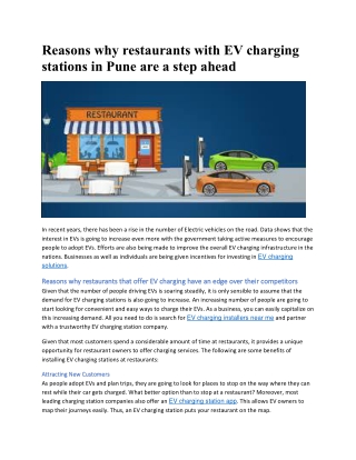 Reasons why restaurants with EV charging stations in Pune are a step ahead