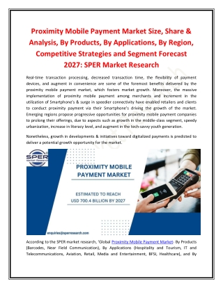Proximity Mobile Payment Market Size, Share & Analysis, By Products,