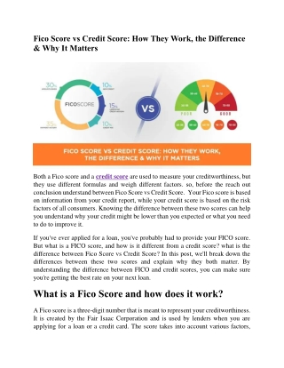 How toFico Score vs Credit Score: How They Work, the Difference & Why It Matters