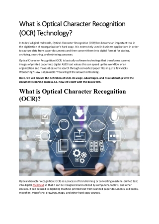 What is Optical Character Recognition (OCR) Technology?