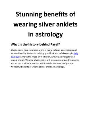 Stunning benefits of wearing silver anklets in astrology