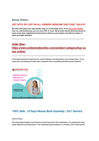 Buy Xanax Online Without Prescription in US