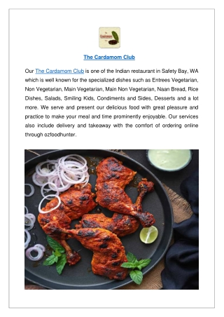 Get 15% off - The Cardamom Club Indian Restaurant