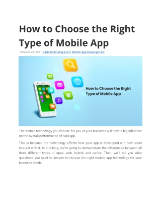 How to Choose the Right Type of Mobile App