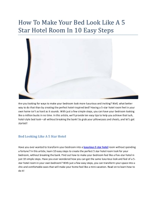 How To Make Your Bed Look Like A 5 Star Hotel Room In 10 Easy Steps