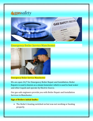 Emergency Boiler Service Manchester