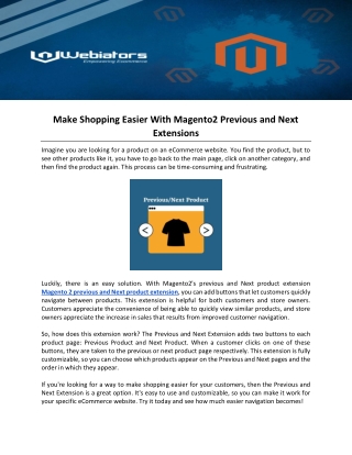 Make Shopping Easier With Magento2 Previous and Next Extensions