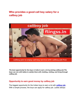 Who provides a good call boy salary for a callboy job